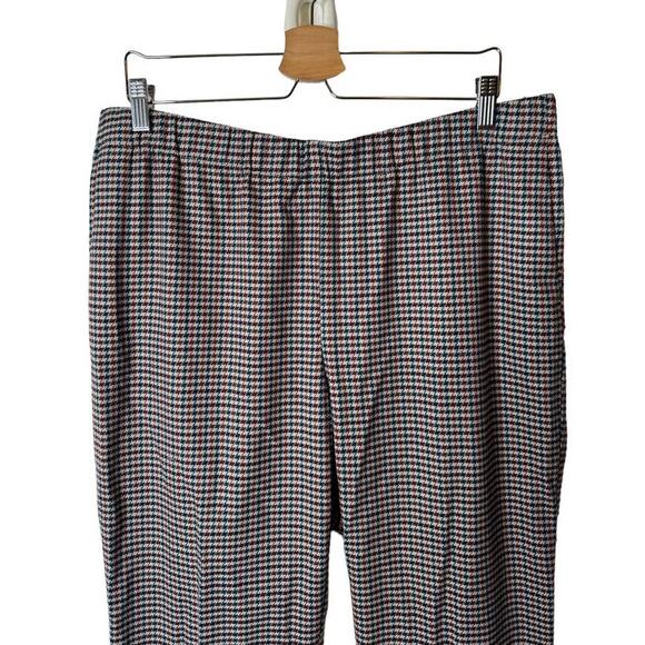 J. Jill Plus 18 Blue Red Houndstooth Pull On Cuffed Slim Straight Ankle Pants - Picture 2 of 8